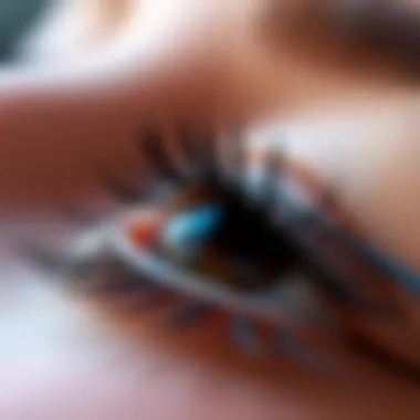 Close-up view of individual lashes showcasing different lengths and styles