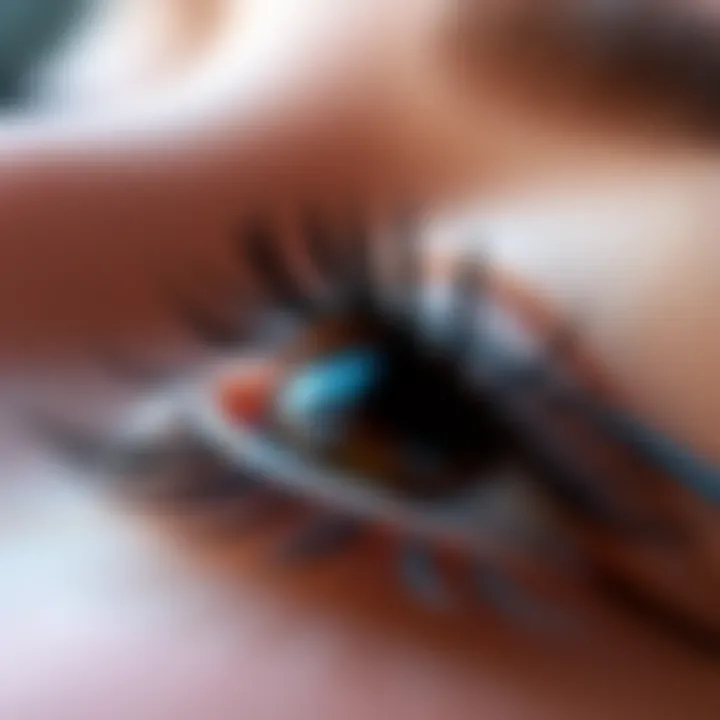 Close-up view of individual lashes showcasing different lengths and styles