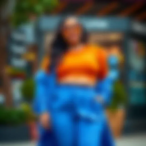 Chic plus size two-piece outfit with vibrant colors