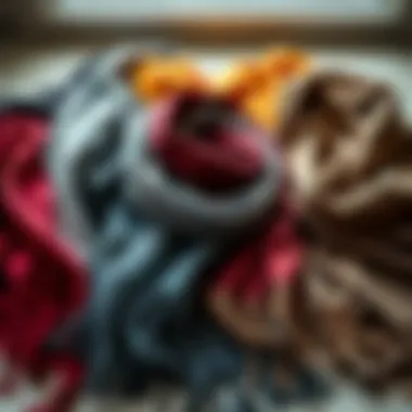 Diverse Collection of Pashmina Blanket Scarves A collection of pashmina blanket scarves in various styles and colors laid out elegantly.