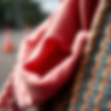 Close-Up of Pashmina Texture and Weave Detailed close-up of the soft texture and intricate weave of a pashmina blanket scarf.