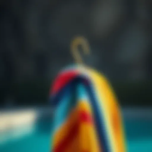 Stylish beach hook holding a colorful towel