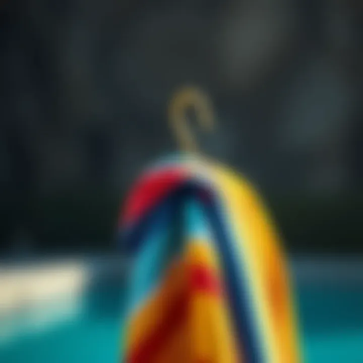 Stylish beach hook holding a colorful towel