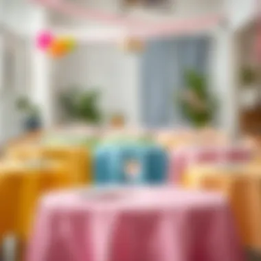 Colorful linen tablecloths arranged for a festive atmosphere