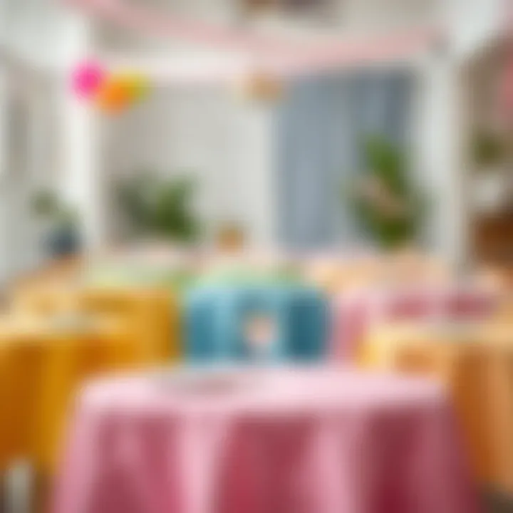 Colorful linen tablecloths arranged for a festive atmosphere