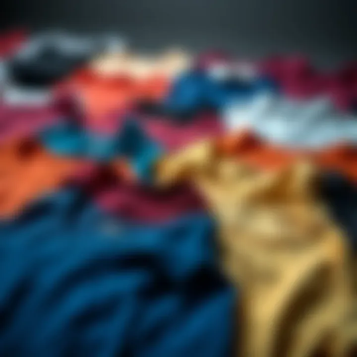 A range of colorful breathable undershirts laid out