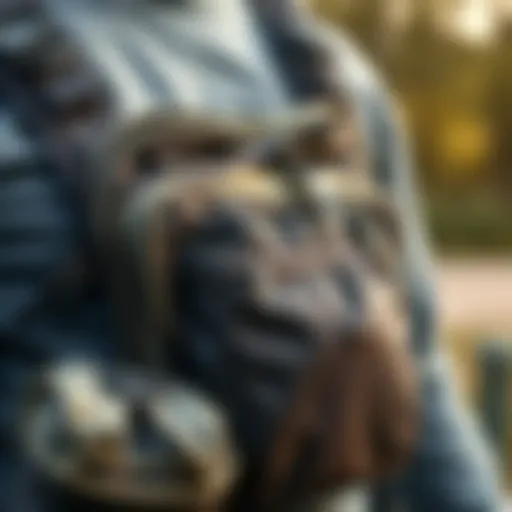 High-Quality Chest Pack Features A close-up view of a high-quality chest pack with multiple pockets and hydration features