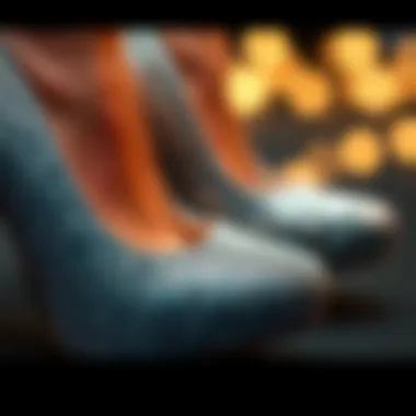 Texture of Silver Glitter Heels Close-up of silver glitter heels showing texture