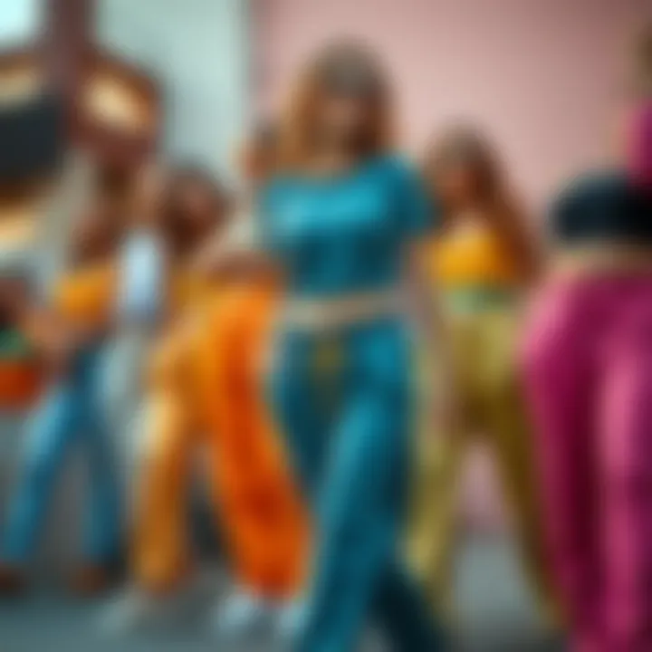 Color palette of trendy sweatpants and crop top combinations