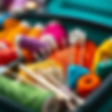 An assortment of colorful threads and needles in a sewing kit