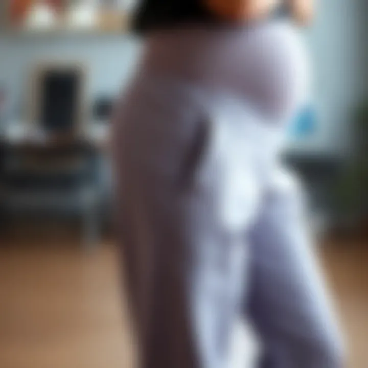 Comparison of maternity pants with and without button extenders highlighting comfort benefits.