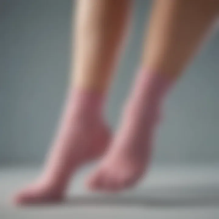 Close-up of compression sock fabric showcasing its texture and elasticity