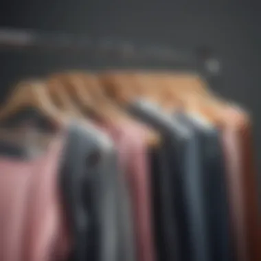 Diverse styles of control top camisoles displayed on hangers.