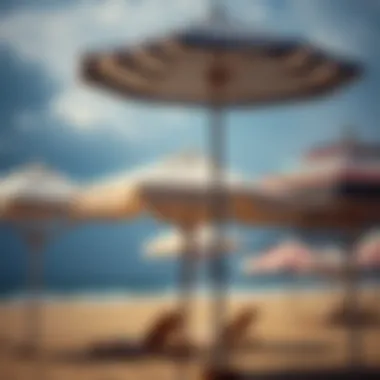 Comparison of conventional beach umbrella and auger anchor umbrella