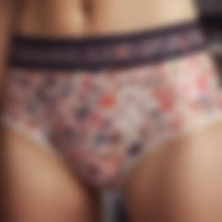 Close-up of custom fabric patterns used in underwear