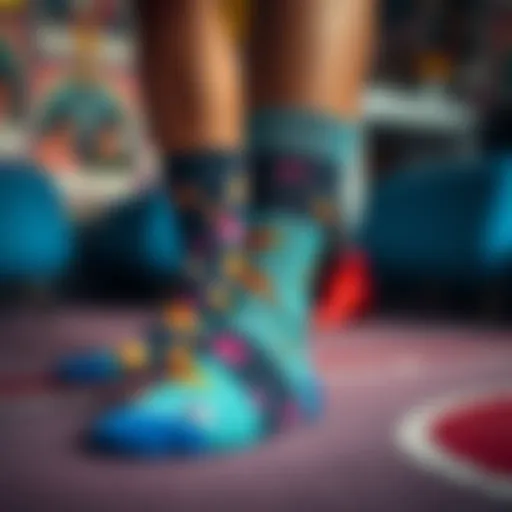 A vibrant display of custom socks with personal imagery