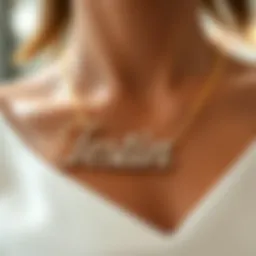 Elegant display of a personalized name necklace featuring intricate craftsmanship.