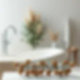A serene bathroom setting showcasing dried eucalyptus elegantly arranged