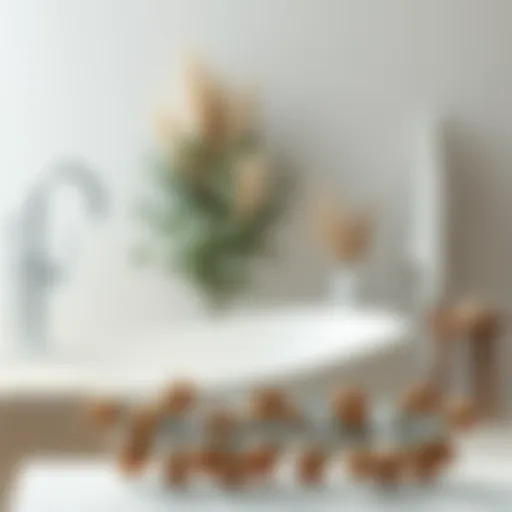 A serene bathroom setting showcasing dried eucalyptus elegantly arranged