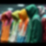 An array of stylish drippy hoodies showcasing various colors and patterns.