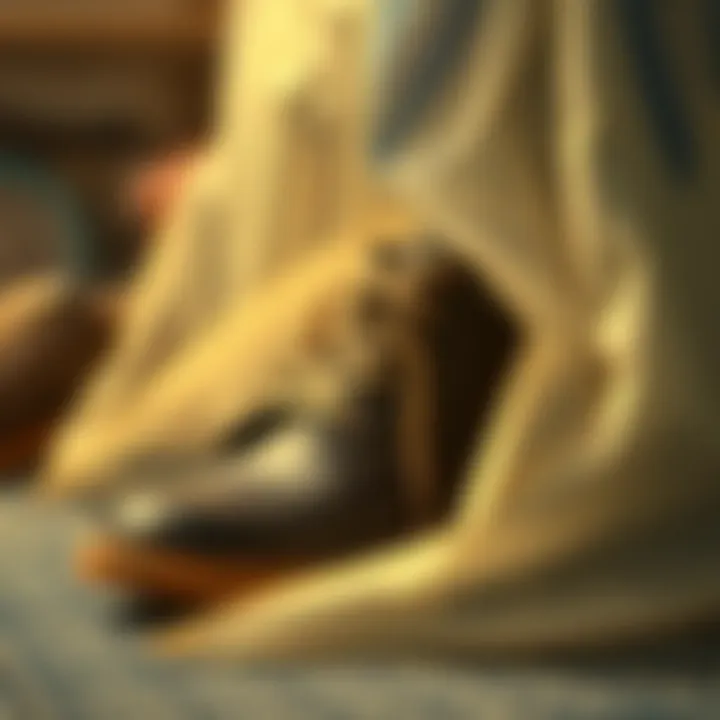 Close-up of high-quality materials used in shoe bags