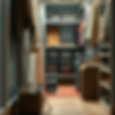 Organized shoe bags arranged in a stylish wardrobe