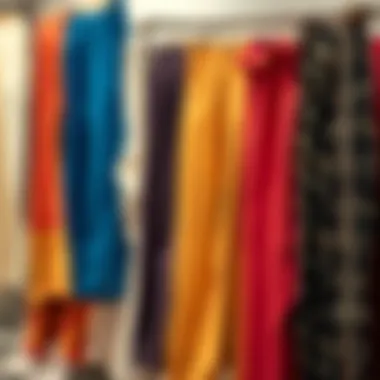 Diverse Styles of Summer Pants for Curvy Women Variety of summer pant styles displayed on a clothing rack