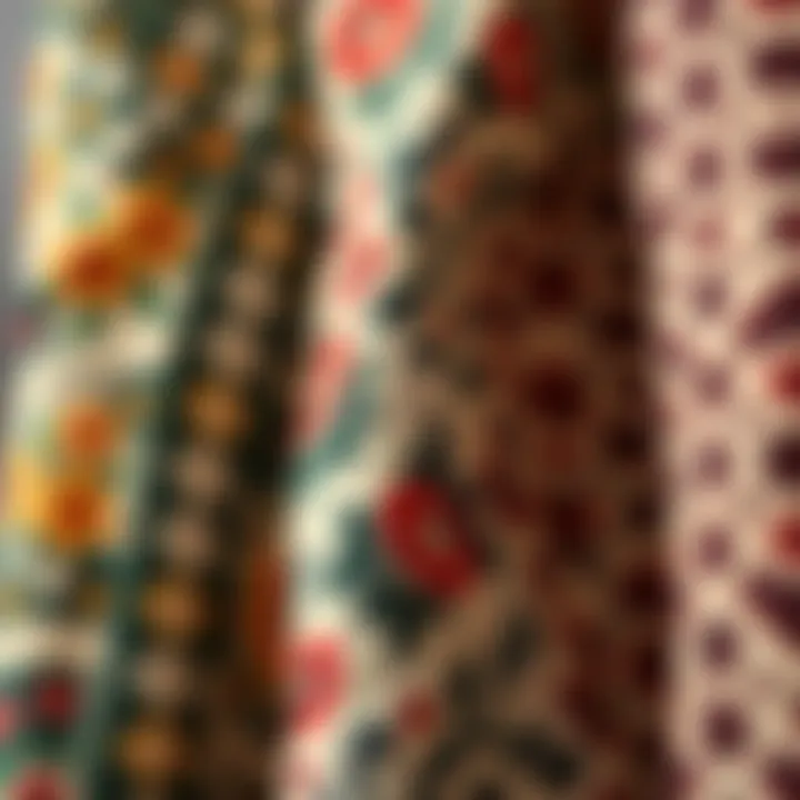 Retro fabric patterns reminiscent of the 70s era