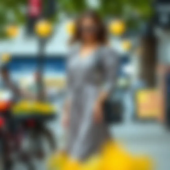 Fashionable woman styling a midi dress for a casual outing