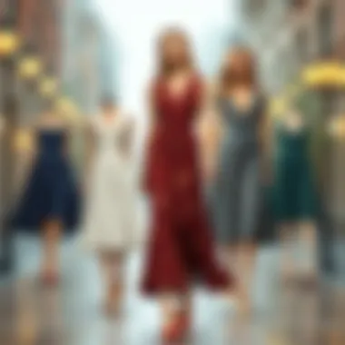 A historical timeline illustrating the evolution of the midi dress