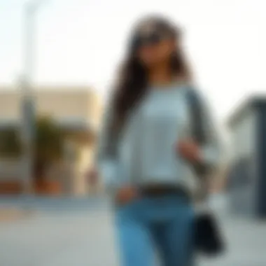 Stylish outfit featuring a basic sweatshirt paired with trendy accessories