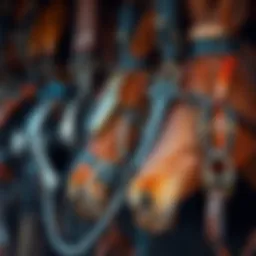 A diverse selection of equestrian bits showcasing various designs and materials.