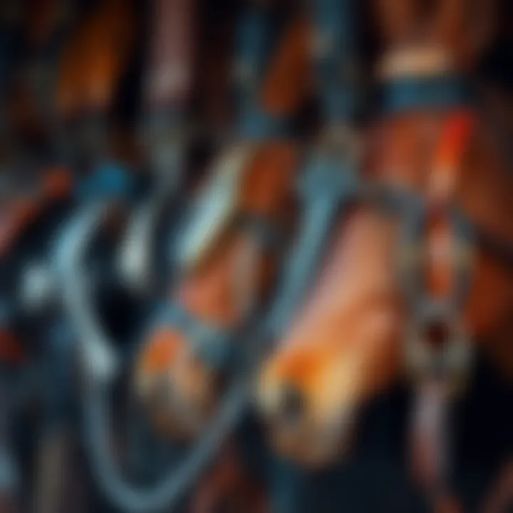 Diverse Equestrian Bits A diverse selection of equestrian bits showcasing various designs and materials.