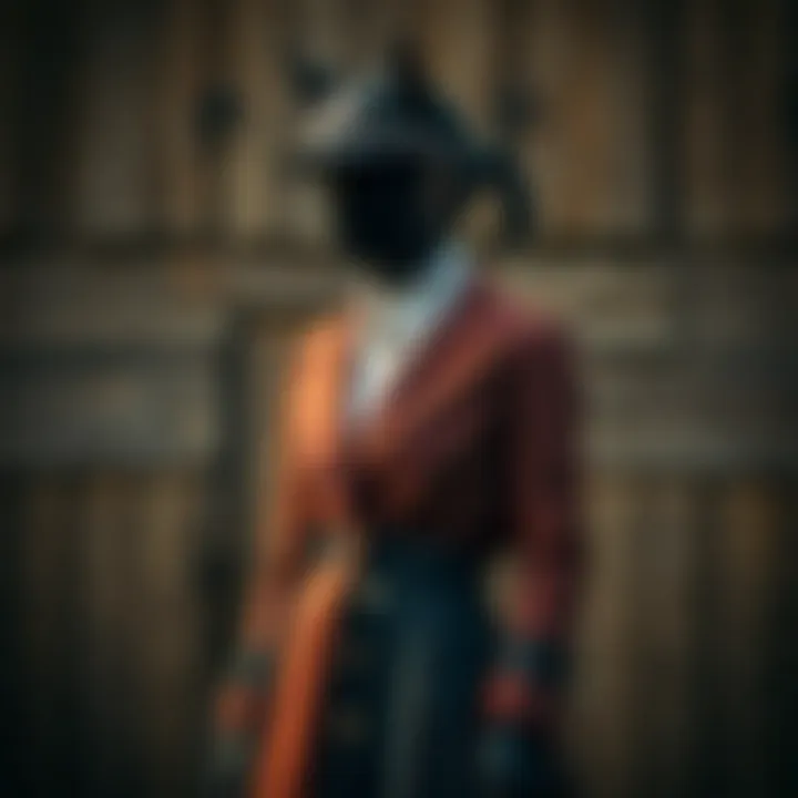 Elegant Equestrian Outfit An elegant equestrian outfit displayed against a rustic backdrop.