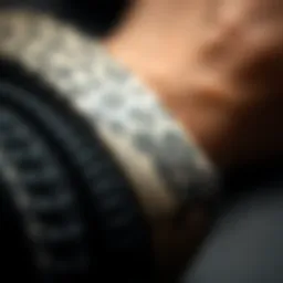 Close-up view of the black leopard engraved pattern