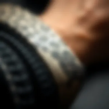 Intricate Black Leopard Engraving on Apple Watch Band Close-up view of the black leopard engraved pattern