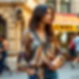 A stylish bohemian top with intricate patterns and flowing fabric