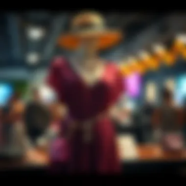 Accessorized casual dance outfit on display.