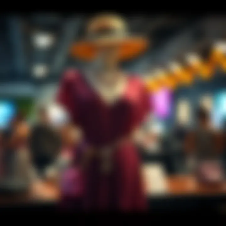 Accessorized casual dance outfit on display.