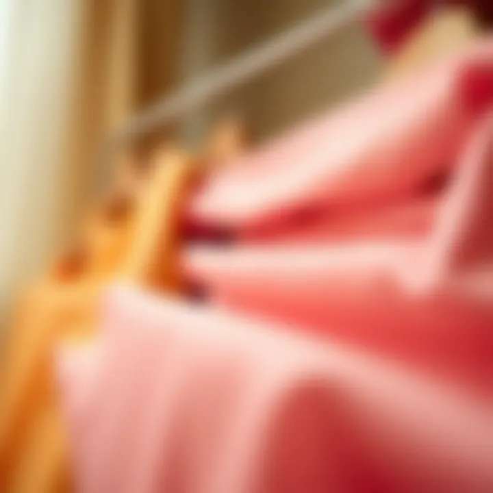 A collection of fabric swatches for dance dresses.