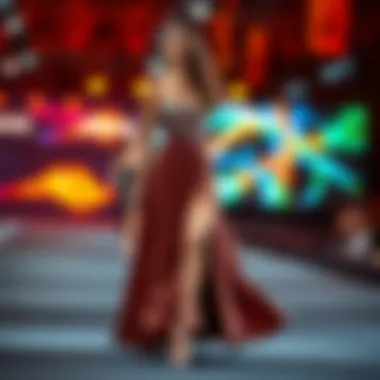 Trendy casual dance dress on a runway.