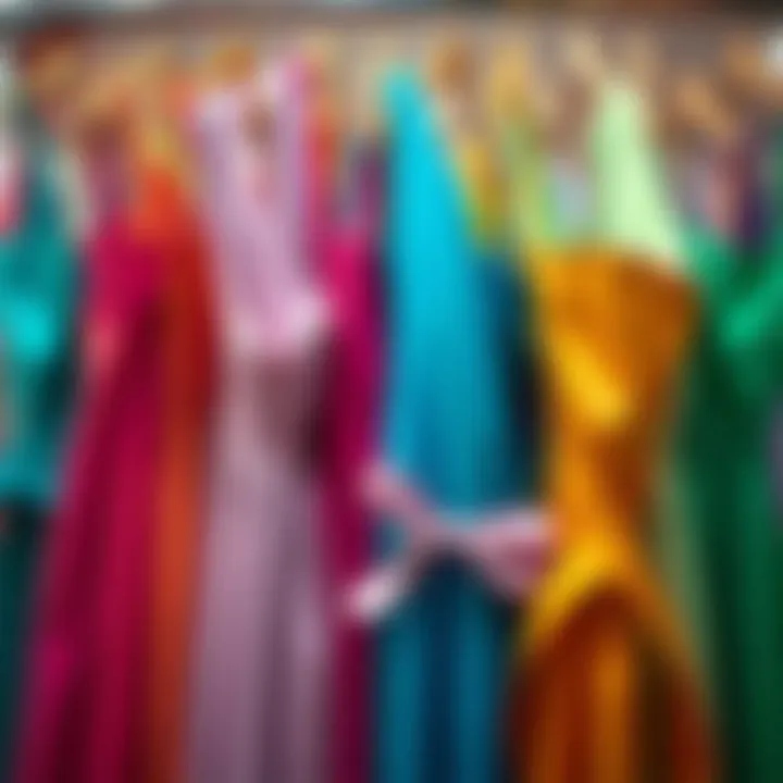 Colorful bandage dress collection hanging