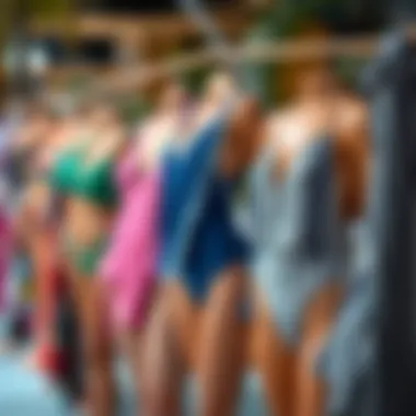 A variety of fabrics and colors in swimwear fashion