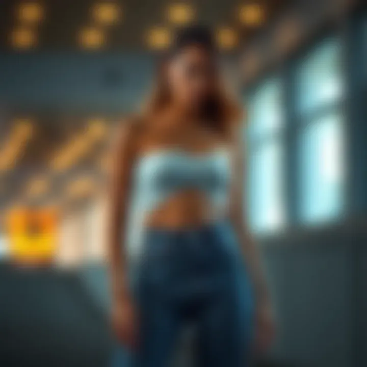 Stylish Crop Top Outfits A model pairing a crop top with high-waisted jeans, demonstrating a stylish outfit.