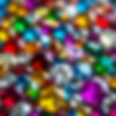 A collection of diamond rhinestones in various colors and shapes