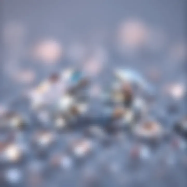 Detailed comparison of rhinestones and natural diamonds showcasing their differences