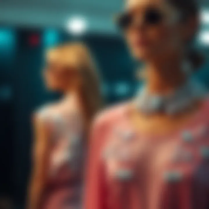 A fashion ensemble featuring diamond rhinestones on a stylish outfit