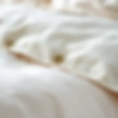 Close-up view of snap details on a duvet cover, highlighting craftsmanship
