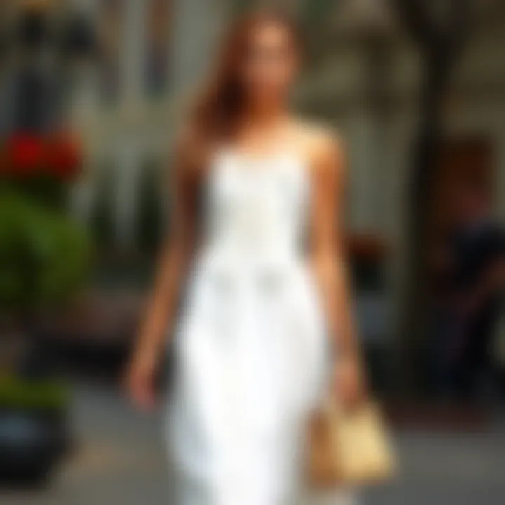 Versatile styling options for a white bow dress shown with various accessories