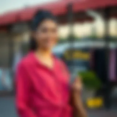 Customer Experience with Emery Rose A satisfied customer wearing an Emery Rose outfit in a casual setting.